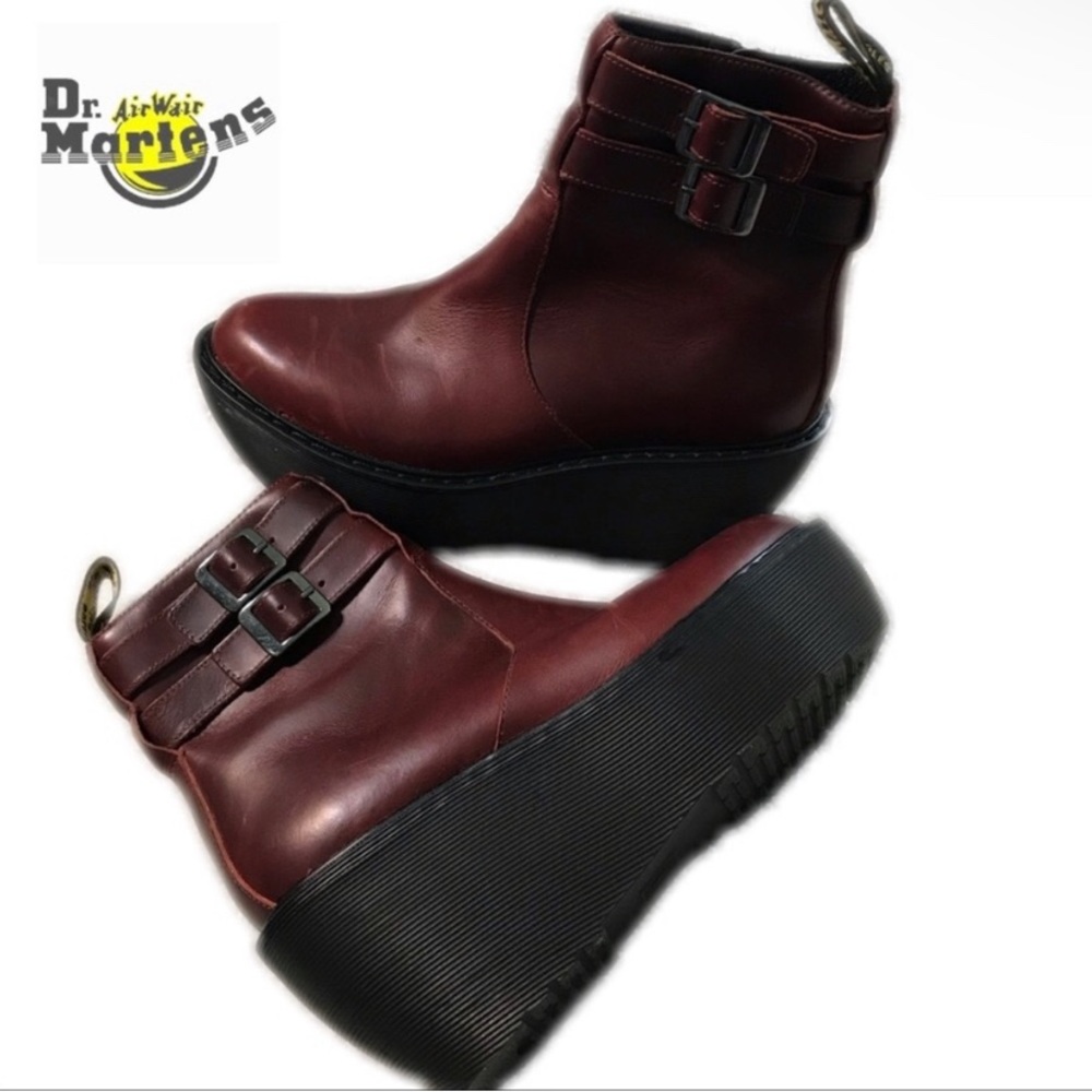 Dr Martens Caitlin Oxblood Platform Wedge Ankle Boots - Picture 4 of 11